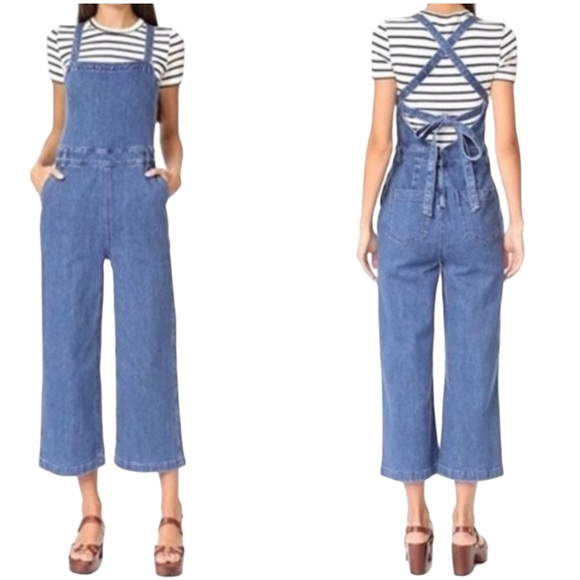 Madewell Pants - Madewell Wide Leg Tie Back Denim Overalls Jumpsuit Women’s Medium NWT